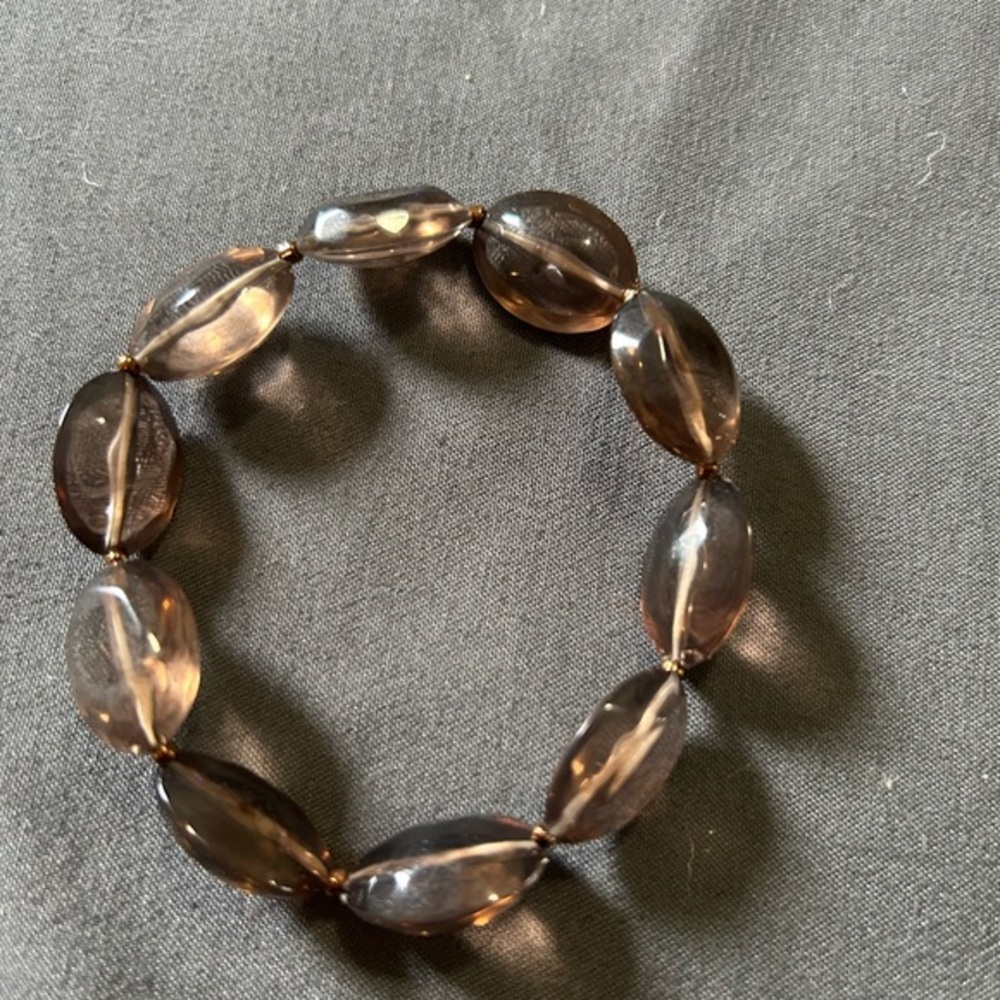 Brown Glass Beaded Bracelet with Polished Finish